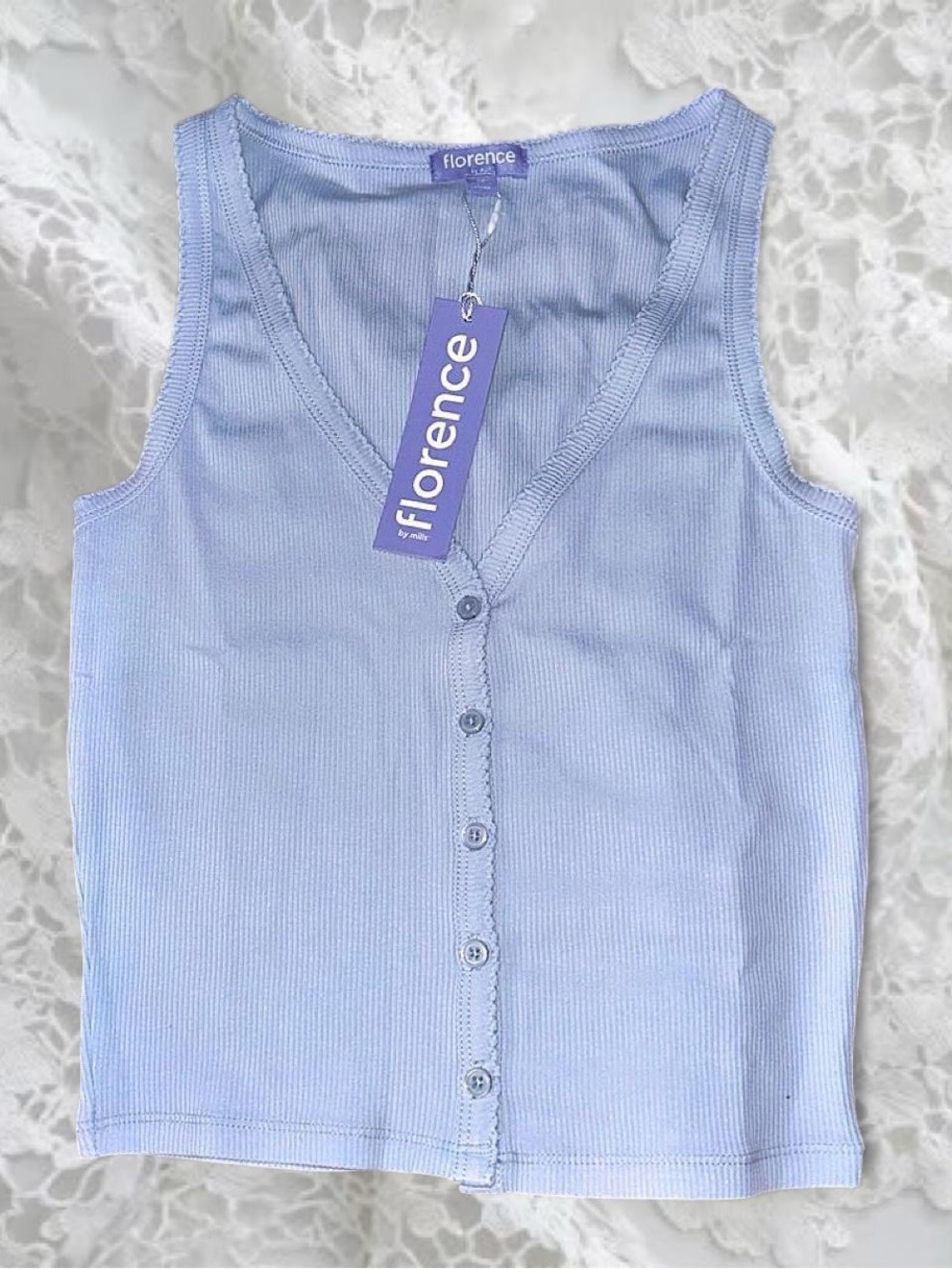 Florence by Mills Sweet Solstice Ribbed Tank in Halogen Blue 🩵